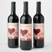 Saint Valentin Bouquet de coeur Rose - Étiquette d (Bouteilles)