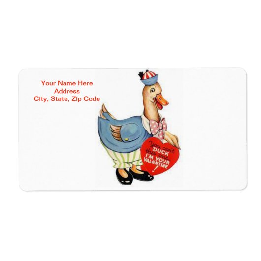 Saint Valentin Canard Vintage Étiquette (Devant)