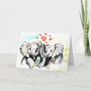 Saint Valentin Carte Couple Elephant - Peinture