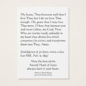 Saint-Valentin Cartes Sacré-Coeur de Jésus (Dos)