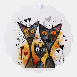 Saint Valentin Chats et ornement de coeur