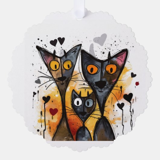 Saint Valentin Chats et ornement de coeur (Recto)