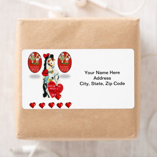 Saint Valentin Cheval Vintage Étiquette (En situation)