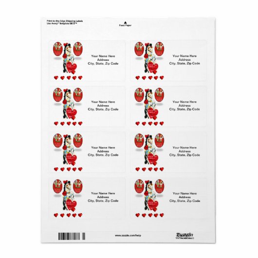 Saint Valentin Cheval Vintage Étiquette (Feuille entière)