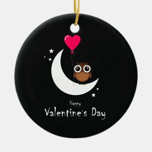 Saint Valentin Chouette mignonne Ornement double f (Devant)