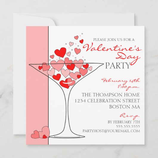 Saint-Valentin Coeur Amoureux Cocktail Invitation (Devant)