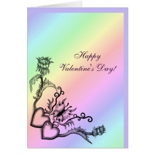 Saint Valentin - Coeur et papillon sur arc-en-ciel