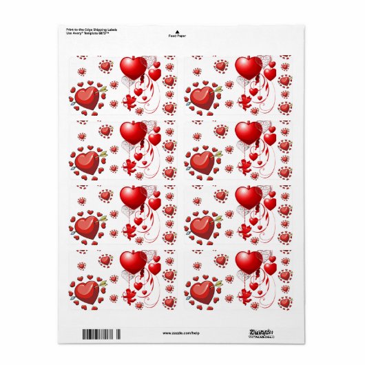Saint Valentin Coeur Étiquette (Feuille entière)