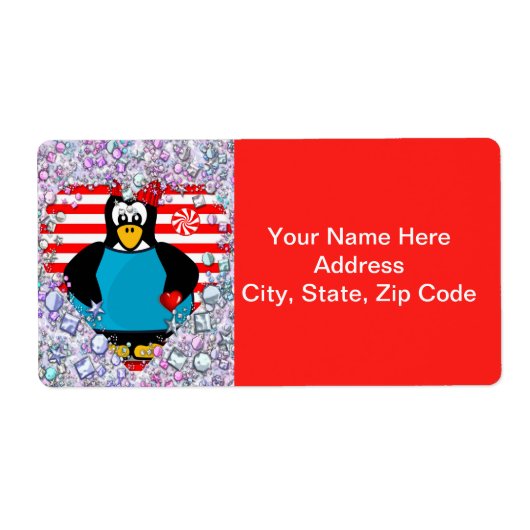 Saint-Valentin Coeur Étiquette Coeur Penguin Coeur (Devant)