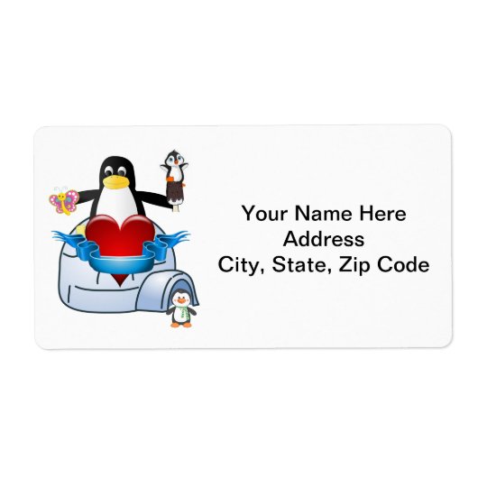 Saint-Valentin Coeur Étiquette Coeur Penguin Coeur (Devant)