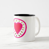 Saint-Valentin - Coeur rose moderne 1W Mug (Devant droit)