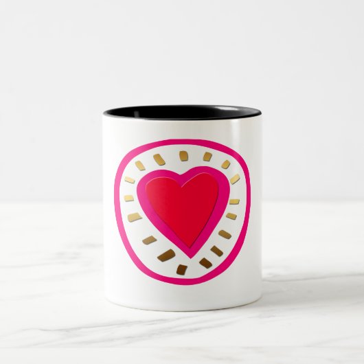 Saint-Valentin - Coeur rose moderne 1W Mug (Centre)