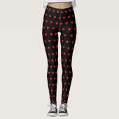 Saint-Valentin Coeur rouge Leggings noirs (Devant)