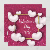 Saint Valentin Coeurs blancs - Invitation de fête (Devant / Derrière)