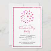 Saint Valentin Coeurs et flèches roses Invitation (Devant)
