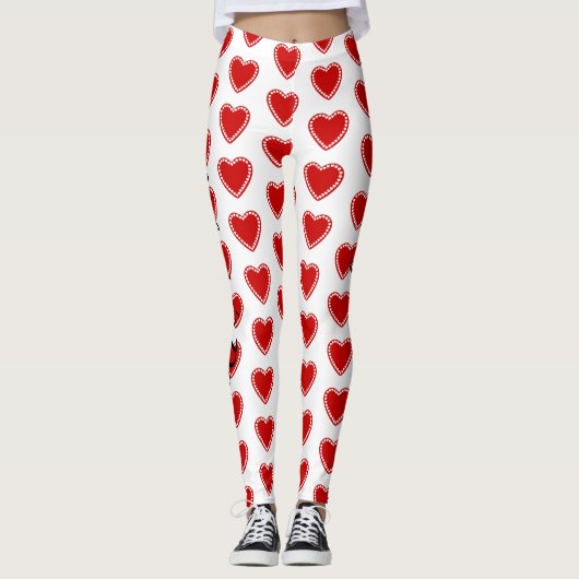 Saint Valentin Coeurs Leggings blancs Pantalons de (Devant)