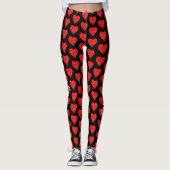 Saint Valentin Coeurs Leggings noirs Pantalon de Y (Devant)