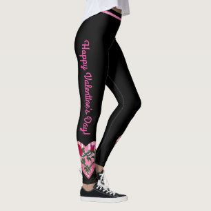 Saint Valentin Coeurs Leggings noirs Pantalon de Y