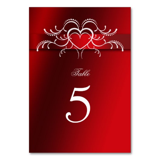 Saint Valentin, Coeurs, Mariage, Numéro de table (Dos)