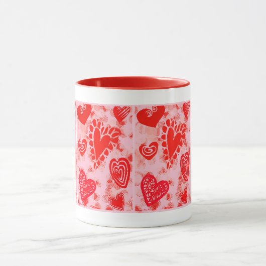 Saint Valentin Doodle Hearts - Beverage Mug (Centre)