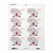 Saint Valentin Eléphant Étiquette (Feuille entière)