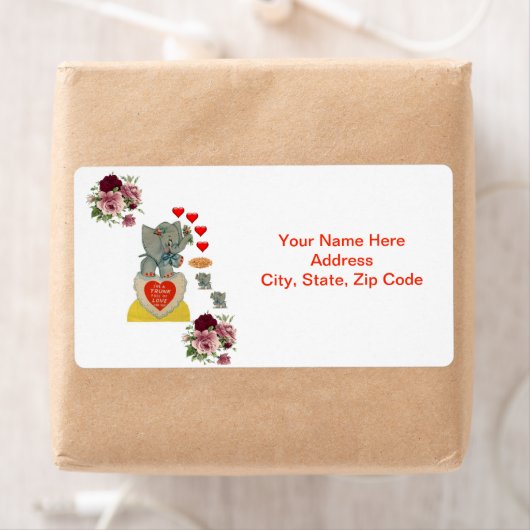 Saint Valentin Eléphant Étiquette (En situation)