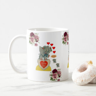 Saint Valentin Eléphant Floral Mugs