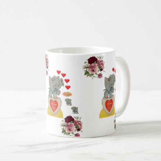 Saint Valentin Eléphant Floral Mugs (Devant droit)