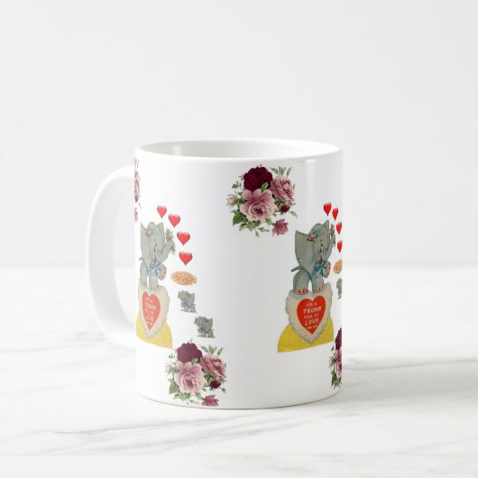 Saint Valentin Eléphant Floral Mugs (Devant gauche)