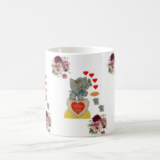 Saint Valentin Eléphant Floral Mugs (Centre)