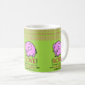 Saint Valentin Eléphant rose Mugs verts (Devant droit)