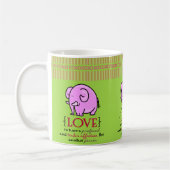 Saint Valentin Eléphant rose Mugs verts (Gauche)