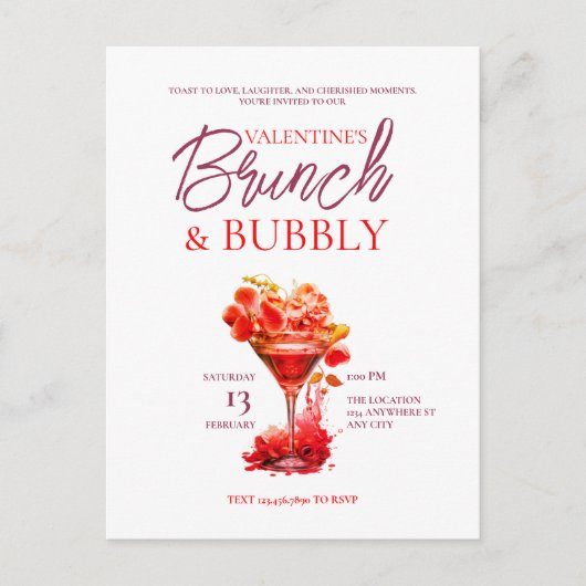 Saint Valentin et Bubbly Invitation (Devant)