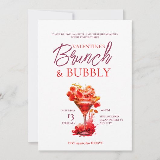 Saint Valentin et Bubbly Invitation (Devant)