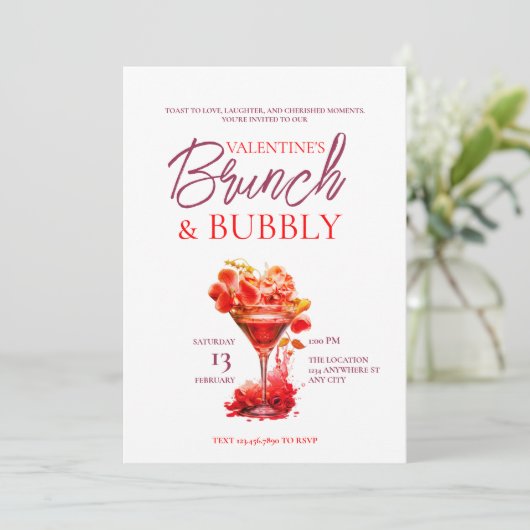 Saint Valentin et Bubbly Invitation (Debout devant)