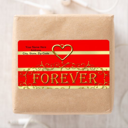 Saint Valentin Étiquette Gold Forever Hearts (En situation)