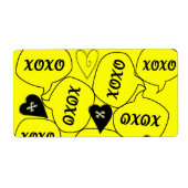 Saint Valentin Étiquette Jaune Xoxo (Devant)