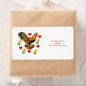 Saint Valentin Étiquette Rooster Vintage (En situation)