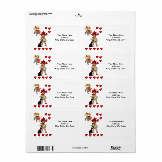 Saint Valentin Étiquette Vintage (Feuille entière)