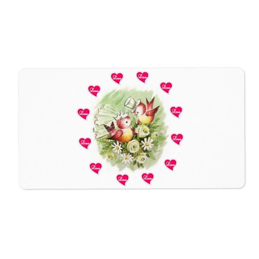 Saint Valentin Étiquette Vintage Bird (Devant)