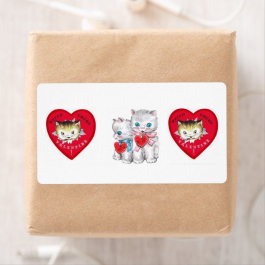 Saint Valentin Étiquette Vintage Kitten (En situation)