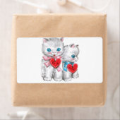 Saint Valentin Étiquette Vintage Kitten (En situation)