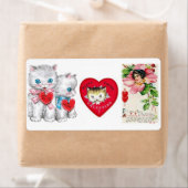 Saint Valentin Étiquette Vintage Kitten (En situation)