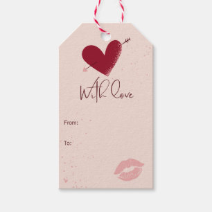Saint Valentin, étiquettes cadeaux, amour, romanti