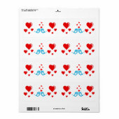 Saint Valentin Étiquettes Coeurs Inséparables (Feuille entière)