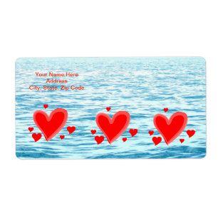 Saint Valentin Étiquettes Mer de coeur d'amour