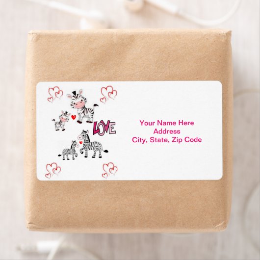 Saint Valentin Étiquettes Zebra (En situation)