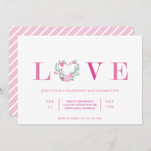 Saint Valentin Fête Invitation Amour Galentine (Devant / Derrière)