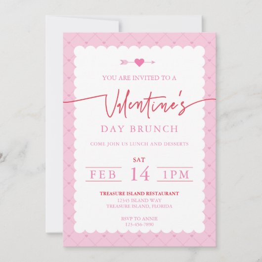 Saint Valentin Fête Invitation Journée Brunch (Devant)