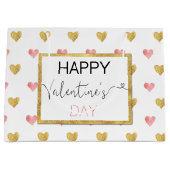 Saint Valentin Gold Coeurs Rose Grand sac cadeau (Devant)